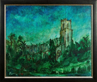 Lot 1429 - *Leslie Marr (1922-2021) oil on canvas - Blythburgh Church, Suffolk, signed, dated '95 / '13, 76cm x 71cm, framed