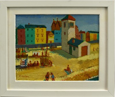 Lot 833 - Ronald Hellen (contemporary) oil on board, Aldeburgh Beach, signed, 19.5cm x 24.5cm, framed