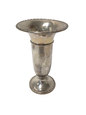 Lot 277 - 1920s silver trumpet vase with decorative rim, on a pedestal base (Birmingham 1928)