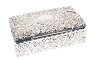 Lot 305 - Victorian ornate floral embossed cigarette box with rococo decoration