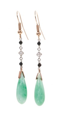 Lot 508 - Pair of jade pendant earrings