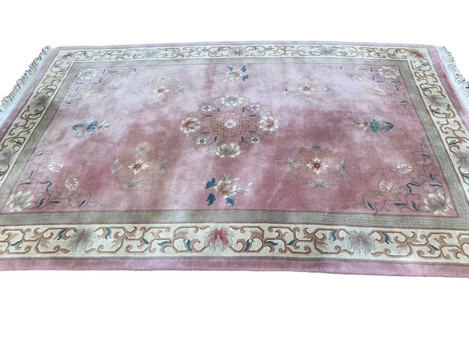 Pink Chinese Rug Lot 1335 - Chinese wash rug with pink ground