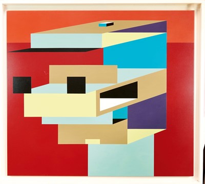 Lot 1030 - Ron Sims (1944-2014) oil on canvas - Capped Head, 108cm x 122cm, framed