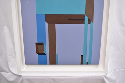 Lot 1031 - Ron Sims (1944-2014) oil on canvas - Blue Giraffe, 122cm x 46cm, framed