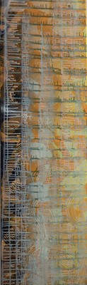 Lot 1040 - Dale Devereux Barker (b.1962), vitreous enamel panel, 'Richter Scale', signed, titled and dated 2001 verso, 182cm x 44cm