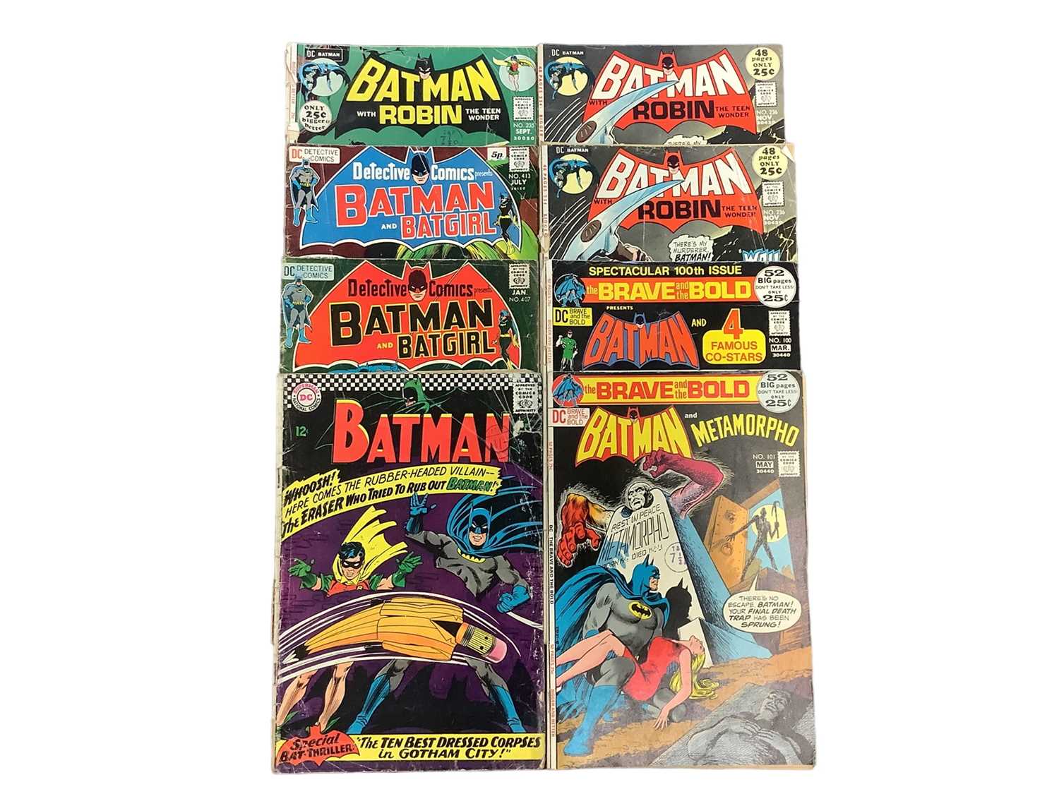 Batman 221 Lot 221 - Eight DC Comics, (1971) Batman with Robin