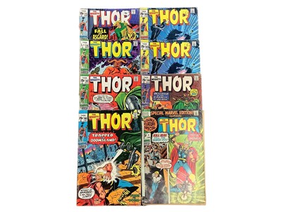 Lot 225 - Marvel Comics The Mighty Thor (1970's). Small group of Thor comics to include #175, #176, #182, #183 (Battle of Thor and Dr Doom), #185, #186 ("defeated by the Goddess of Death) and special Marvel...