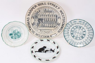 Lot 139 - Rare 19th century advertising plate for 'Thomas Harper the Moleskin King', together with three child's plates (4)