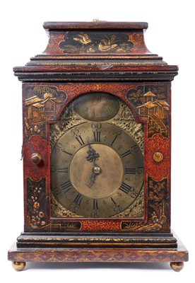 Lot 615 - Georgian bracket clock with chinoiserie decoration by Thomas Baker of Falmouth.