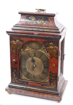 Lot 615 - Georgian bracket clock with chinoiserie decoration by Thomas Baker of Falmouth.