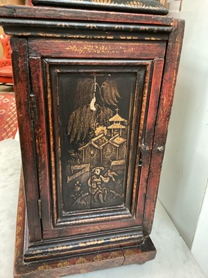 Lot 615 - Georgian bracket clock with chinoiserie decoration by Thomas Baker of Falmouth.