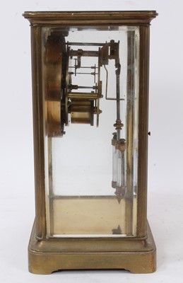 Lot 79 - Late 19th century brass four glass mantel clock with mercury pendulum.
