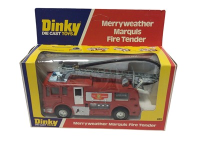 Lot 9 - Dinky ERF Fire Tender No.266, Merryweather Marquis Fire Tender No.285, Airport Fire Rescue Tender No.263, all boxed