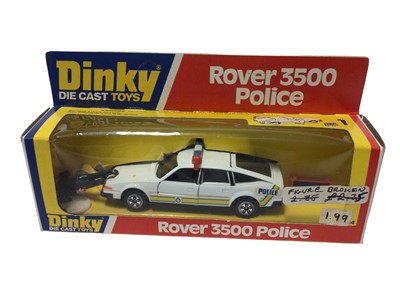 Lot 10 - Dinky Rover 3500 Police No.264 (figure broken), Police Land Rover No.277, Police Range Rover No.254, Bedford Royal Mail Van No.410 & Routemaster Bus No.289, all boxed (5)