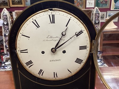 Lot 606 - Regency bracket clock by Ellicott, 17 Sweetings Alley, London, in brass inlaid ebonized case, on ebony bracket