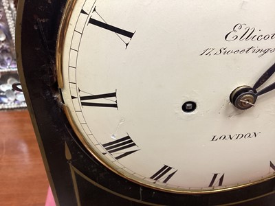 Lot 606 - Regency bracket clock by Ellicott, 17 Sweetings Alley, London, in brass inlaid ebonized case, on ebony bracket