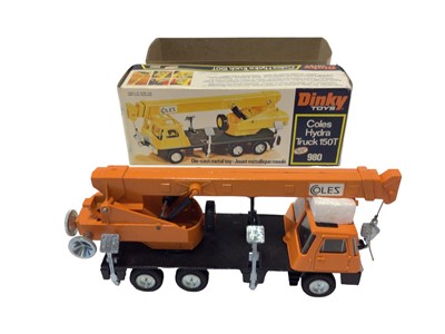Lot 11 - Dinky Foden Fuel Tanker No.950, Coles Hydra Truck 150T No.980, Climax Conveyancer Forklift Truck No.404, Johnson 2 Ton Dumper No.430, all boxed (4)