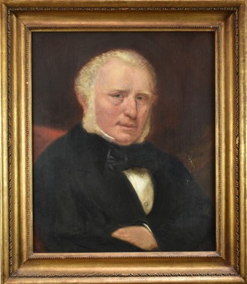 Lot 241 - English School, early 19th century, oil on canvas - portrait of Dr Richard Duncan Mackintosh MD, first senior physician of Essex County Hospital 1820, 62cm x 52cm, in gilt frame