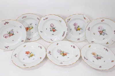 Lot 144 - Set of eight Royal Copenhagen flower painted dinner plates, 25cm diameter