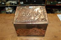 Lot 2721 - Edwardian Arts and Crafts beaten copper coal...