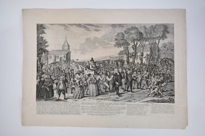 Lot 234 - Mid 18th century black and white engraving by C. Mosley after David Ogborne, 'An Exact Perspective View of Dunmow...', published January 1752, unframed, 46cm x 63cm