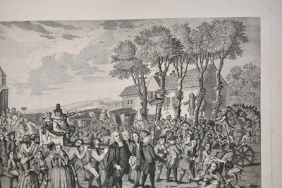 Lot 234 - Mid 18th century black and white engraving by C. Mosley after David Ogborne, 'An Exact Perspective View of Dunmow...', published January 1752, unframed, 46cm x 63cm