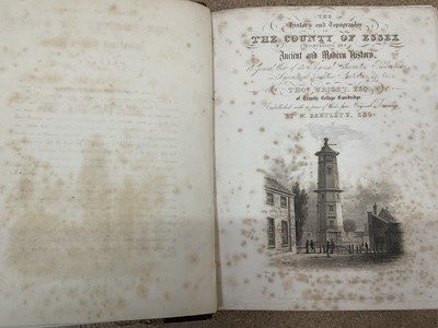 Lot 1042 - Two volumes, The History and Topography of The County of Essex by Thos. Wright, with orignal drawings by Bartlett, 1831 and 1835, collection stamps for Melchet Court, Romsey, half calf bindings