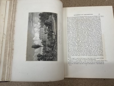 Lot 1042 - Two volumes, The History and Topography of The County of Essex by Thos. Wright, with orignal drawings by Bartlett, 1831 and 1835, collection stamps for Melchet Court, Romsey, half calf bindings