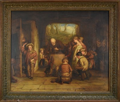 Lot 1362 - English School, 19th century, oil on canvas - The School Room, in gilt frame