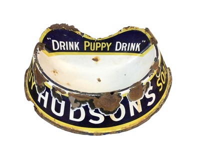 Lot 105 - Enamel advertising dog water bowl