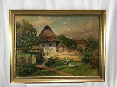 Lot 35 - Tibor Szontagh (1873-1930) pair of oils on canvas - Hungarian Summer Landscapes, signed, in gilt frames