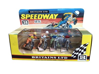 Lot 37 - Britains Speedway No.9650, BMW Motorcycle No.9688, BMW 600cc No.9694 & Motocyclette Chopper Triake No.9675, all boxed (4)