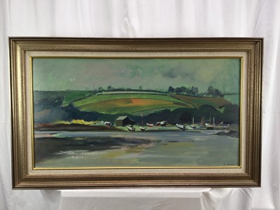 Lot 40 - Pierre Baffoni oil on board - The Bar St Just in Roseland, signed, label verso, framed
