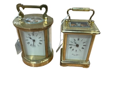 Lot 2412 - Two brass-cased carriage clocks