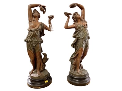 Lot 2493 - A large pair of Art Nouveau style spelter figures