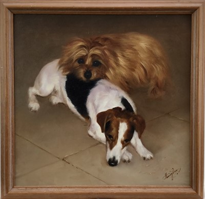 Lot 46 - Houghton (contemporary), oil on canvas, Good Friends.. Two dogs at rest