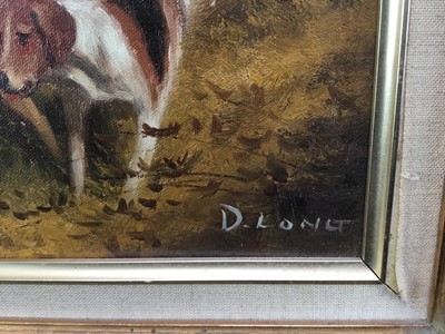 Lot 56 - D. Long, oil on canvas, Huntsman and hounds, signed