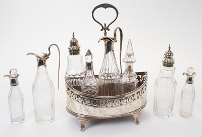 Lot 496 - George III silver cruet set by Peter & Ann Bateman