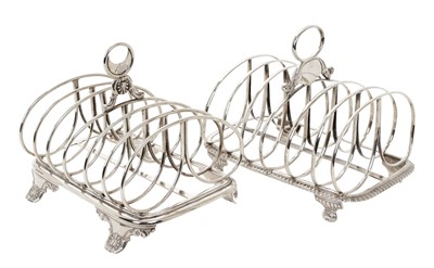 Lot 474 - Two Georgian silver toast racks