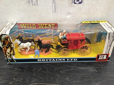 Lot 46 - Britains Wild West Pioneer Covered Wagon No.7616 & Concord Stage Coach No.7615, both boxed (2)
