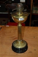 Lot 2729 - Victorian brass oil lamp with reeded column,...