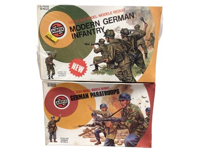 Lot 66 - Airfix 1970's 1:32 scale Military Series  including British Infantry Support Group (x5), American Infantry (x2), German Paratroopers (x2), & Modern German Infantry (x4), all boxed most...
