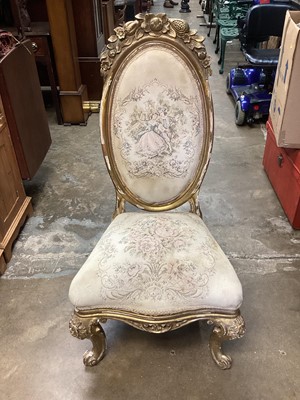 Lot 1400 - France gilt wood chair with tapestry seat and back