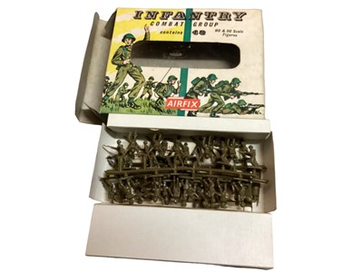 Lot 71 - Early Airfix OO scale model figures including Zoo Animals Set One (x2) S24, Infantry Combat Group S3, Romans S30, US Cavalry S22, American Infantry S29, Wagon Train S15, American Civil War Artiller...