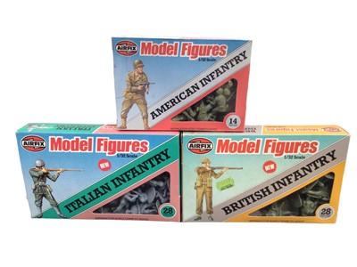 Lot 79 - Airfix 1:32 scale  Model Figures selection including British Waterloo Infantry (x10), French Waterloo Infantry (x2), American (x5), British (x2). & Italian Infantry, 7th Cavalry (x2), American Indi...