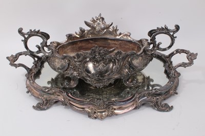 Lot 956 - Large 19th century Continental silver plated jardinière on mirrored stand