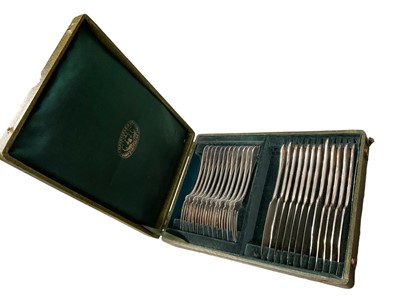 Lot 141 - Cased cutlery by Christofle together with cased plated napkin rings, various 19th century and later cutlery