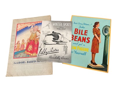 Lot 218 - Ephemera including 1936 skiing catalogue, vintage advertising plaque and 1936 Ballet Russes programme. (3)