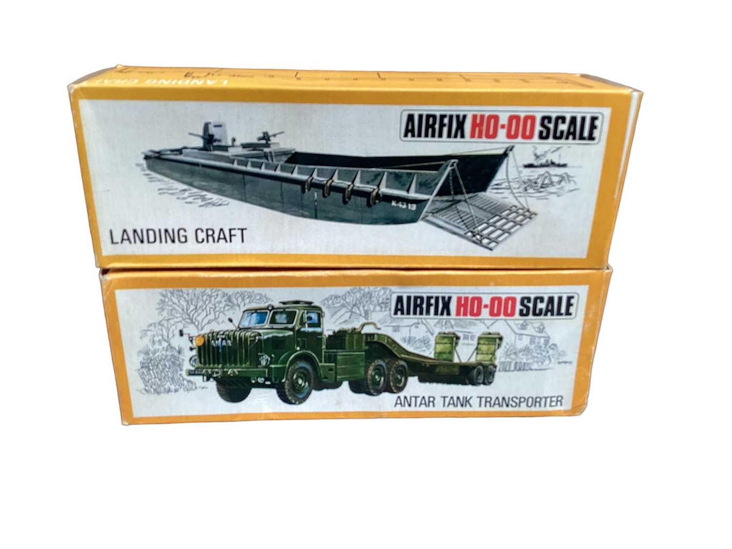 Lot 91 - Airfix HO OO scale Military Series Vehicles including Sherman Tank (x7),D.U.K.W. (x11) & Landing Craft (x3), Centurion Tank (x2), Patton Tank (x2), Soviet T34, Troop Carriers (x2), 155mm Self-Prope...