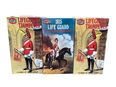 Lot 99 - Airfix 12th scale Series 2 Oliver Cromwell (x3), Charles 1, Caesar, Joan of Arc & Yeoman, plus other figures and Collectors Series 10th British Hussar 1815 (x5), all boxed (21 total)